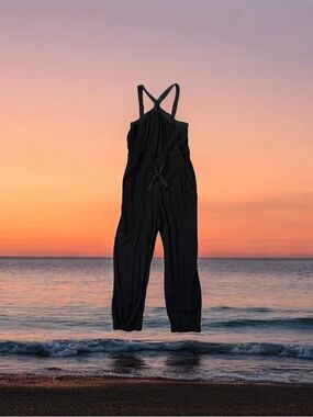 ⚡️Bebe•Black Cross-Back Jumpsuit with Drawstring Waist